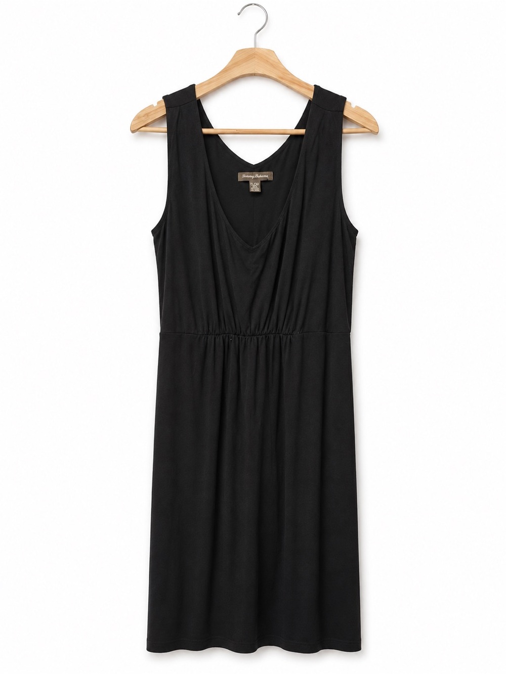 Tommy Bahama Black Sleeveless V-Neck Jersey Midi Dress XL Soft Stretch